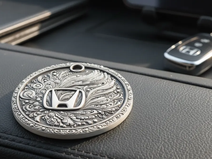 Honda Logo Round Metal Keychain Charm or Slate Coaster custom logo keychain idea
