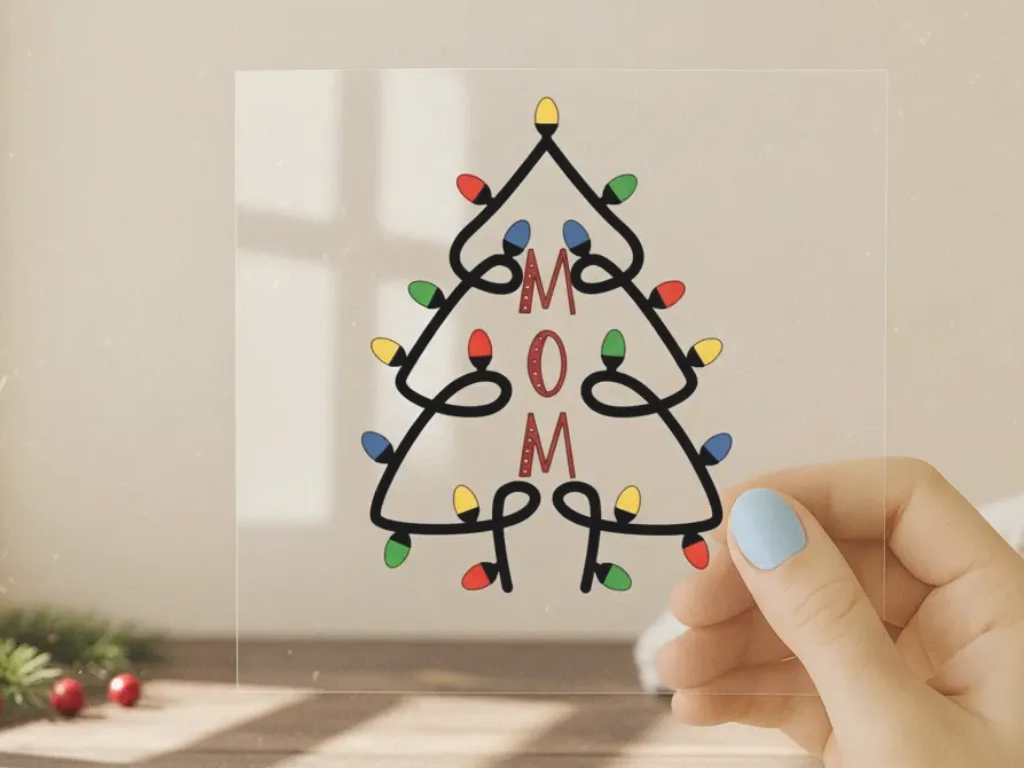 "Mom" Christmas Lights Iron-On Transfer christmas gift design