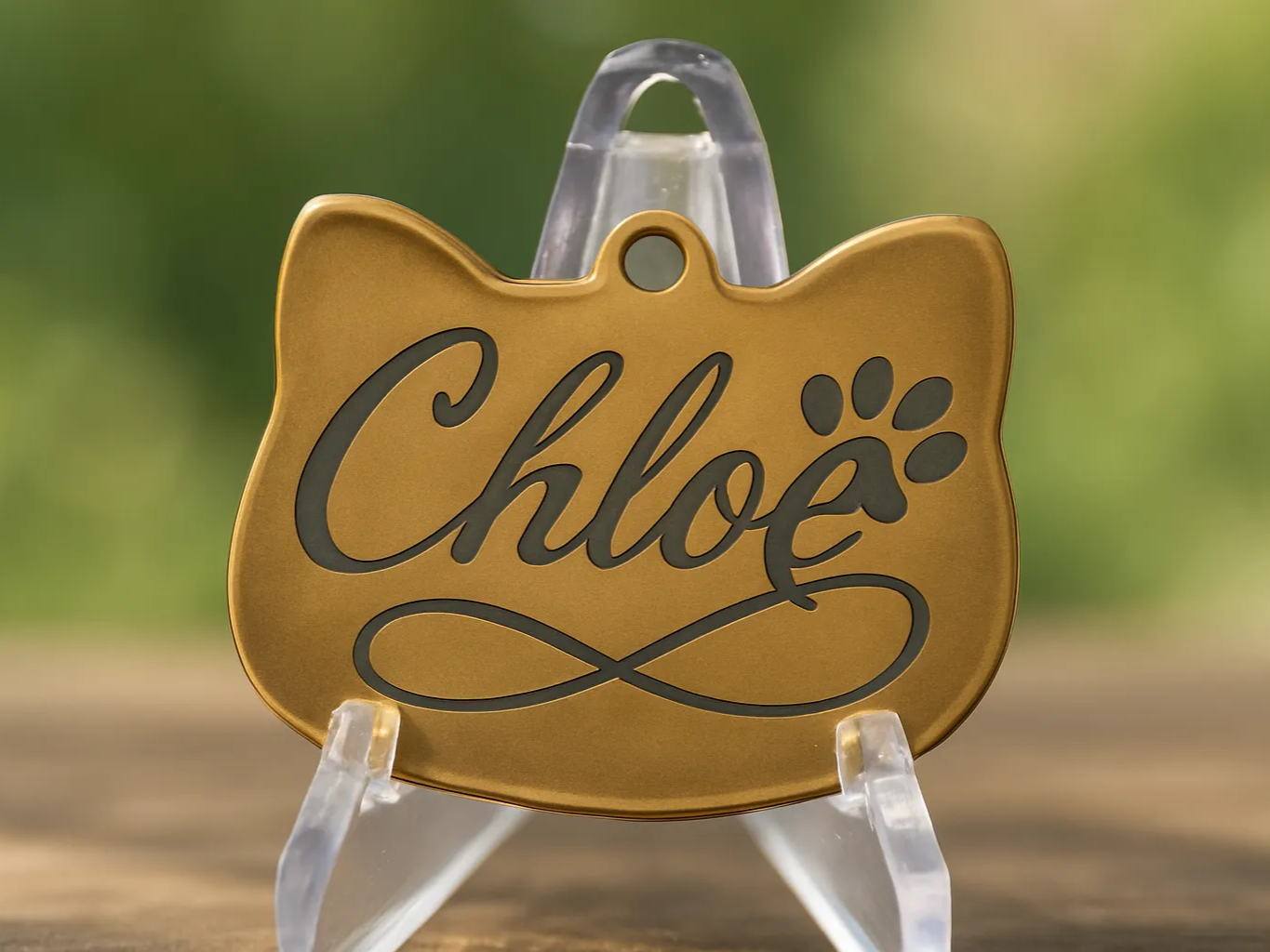 Laser Cut Personalized Cat Name Pet Tag "Chloe" pet id tag design