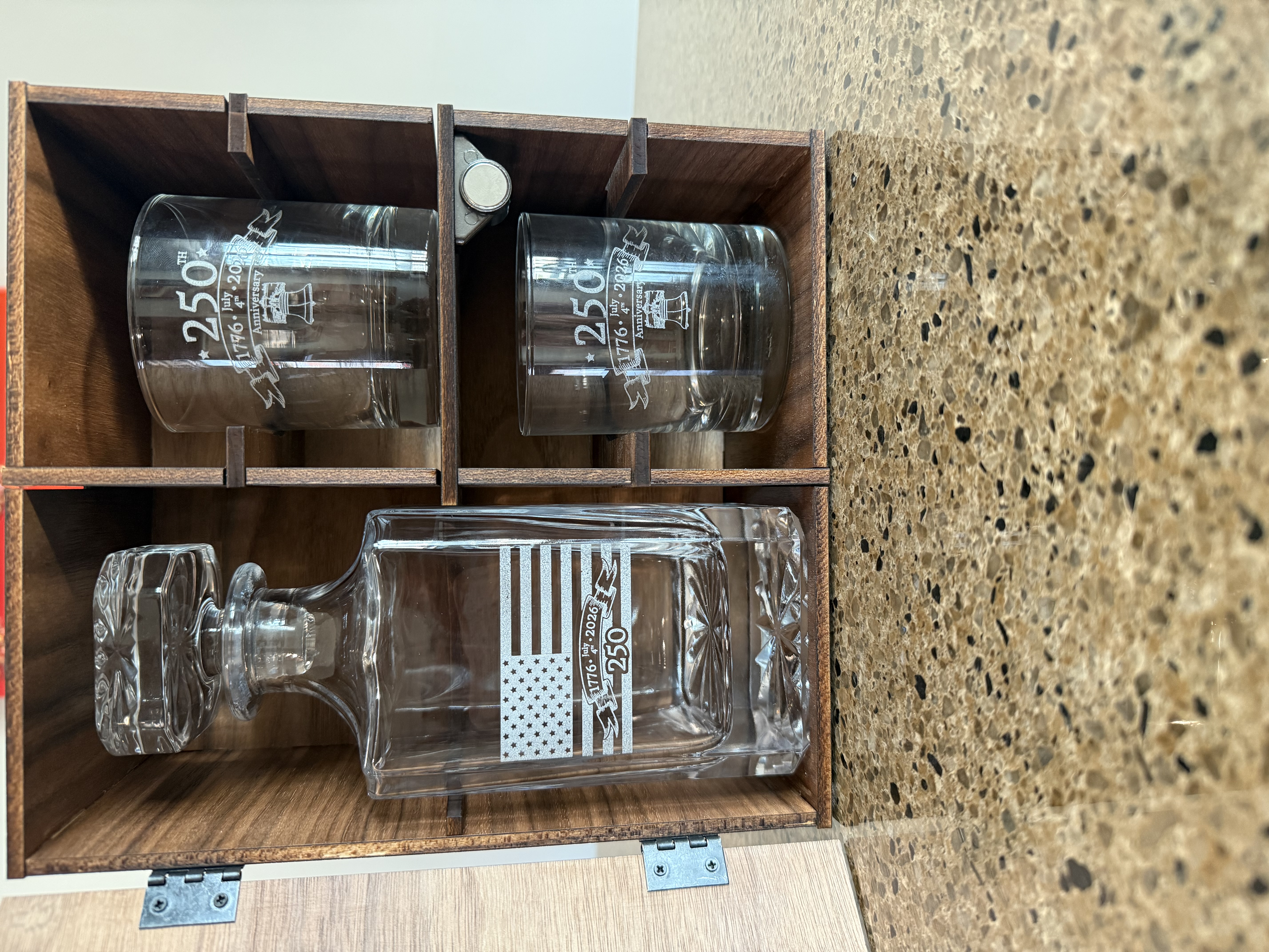 Whiskey Decanter and 2-glass box. anniversary gift for him idea