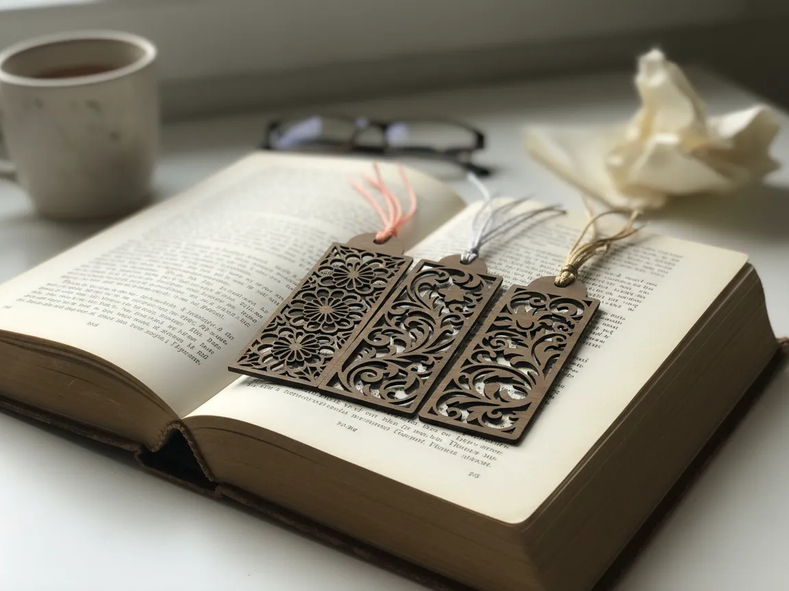 Intricate Floral Pattern Wooden Bookmarks bookmark design