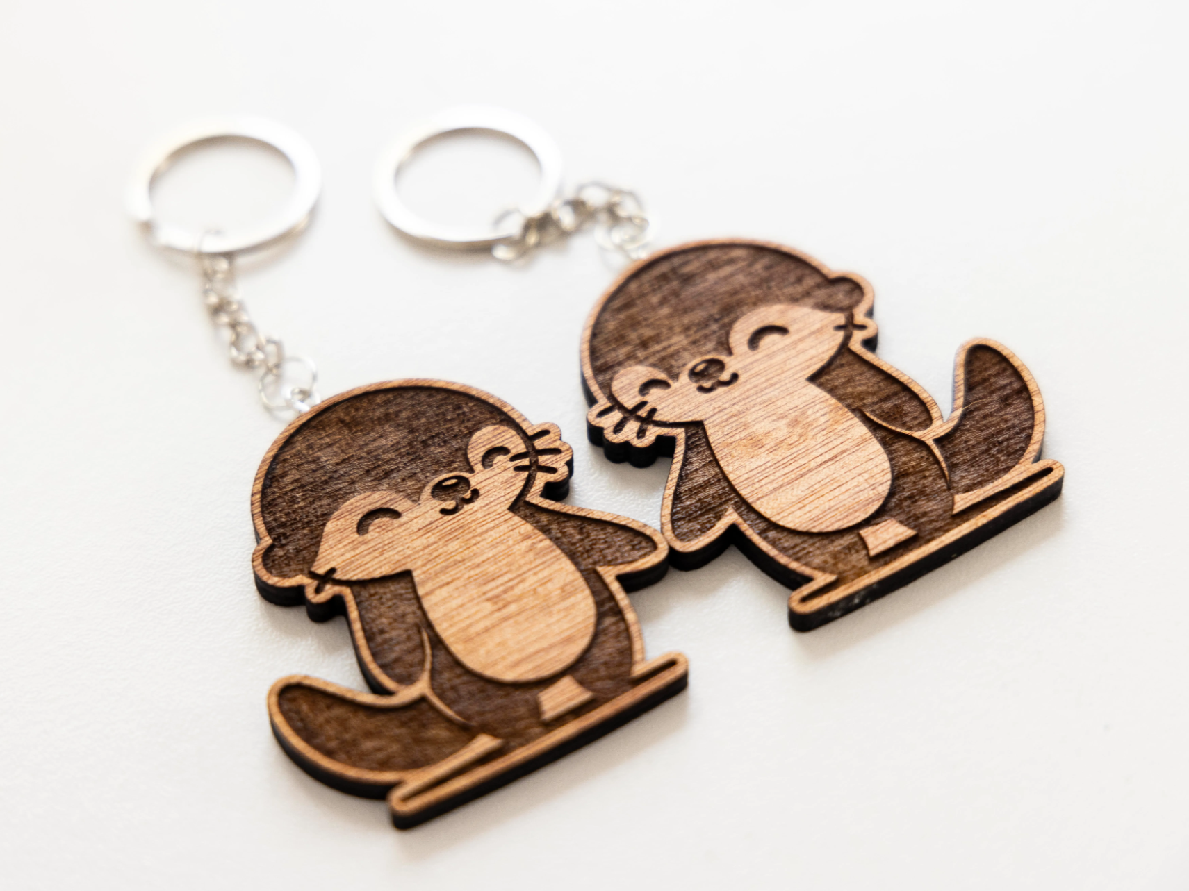 Cute Otters Holding Hands Couple Keychains valentines day gift design