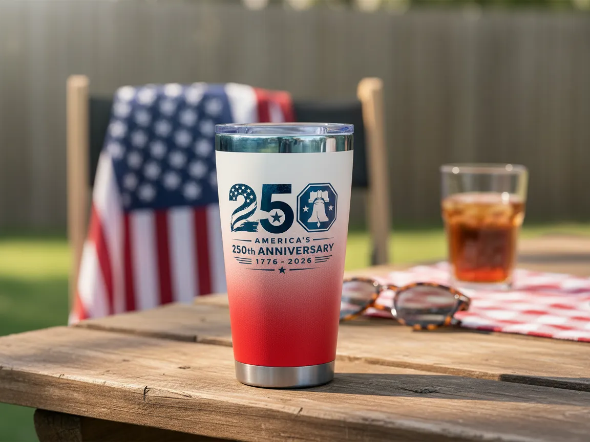 America 250 Stainless Steel Patriotic Tumbler — free patriotic laser/print project file on Atomm