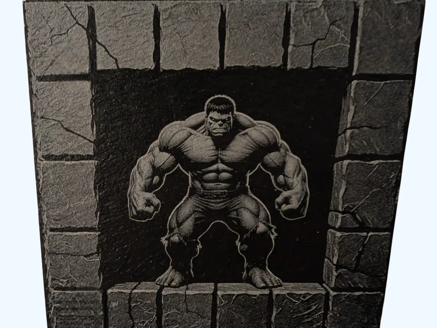 Hulk slate wall plaque with brick background gift idea