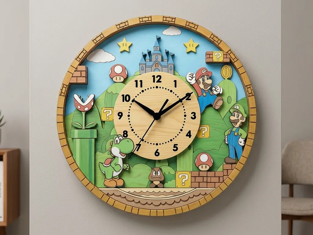 Horloge murale ronde inspirée de l'univers de Super Mario | Free