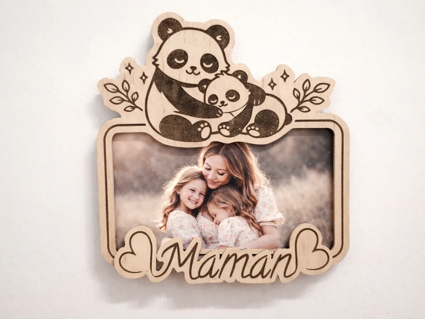 Personalized Mother's Day Photo Magnet Frame: Panda Design mother's day gift design