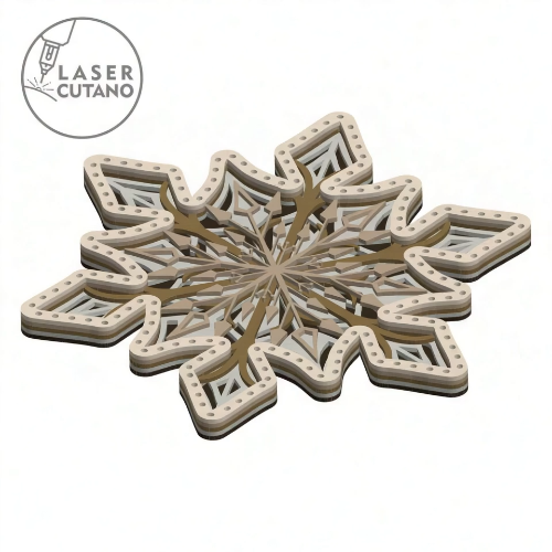 [Laser cut and engrave] Layered Snowflake SVG - 3D Christmas & Winter Decor File