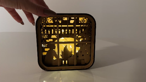 [Laser cut and engrave] Christmas Shadow Box - Candle Holder 🎅