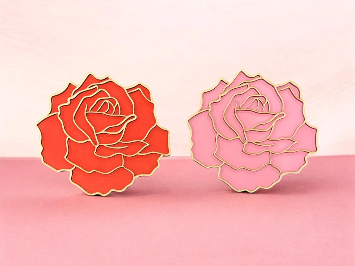 Round wooden coasters engraved with rose motifs by JustRightClub