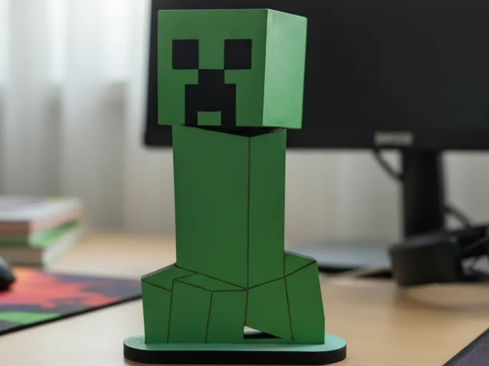 Minecraft Creeper Desk Organizer office desk decor idea