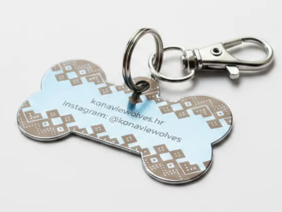 Laser Engraved Stainless Steel Dog Bone Pet ID Tag with Name "Jura" pet id tag design