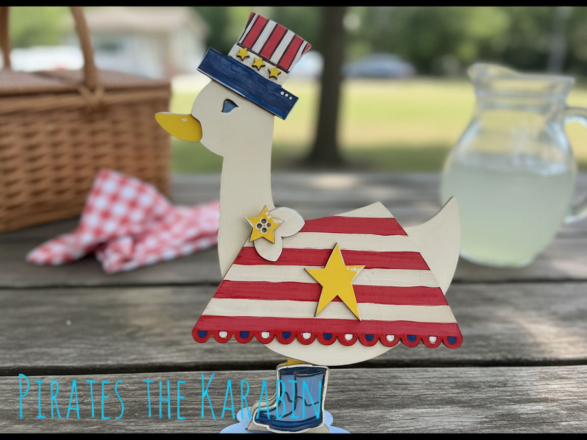 Patriotic Goose Figure Wearing Uncle Sam Hat and Stars and Stripes ...