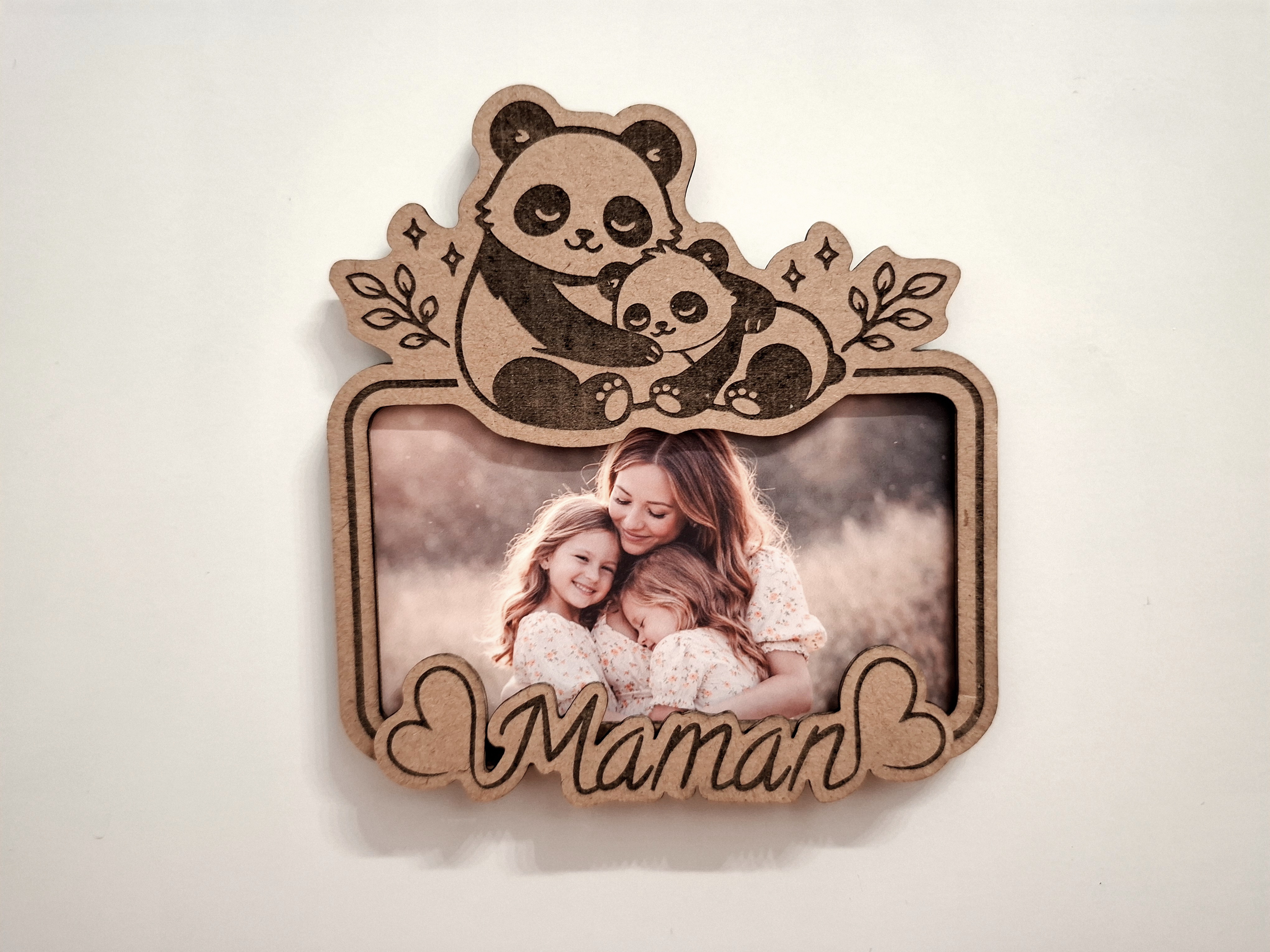 Personalized Photo Magnet Frame with Panda Design birthday gift for mom idea
