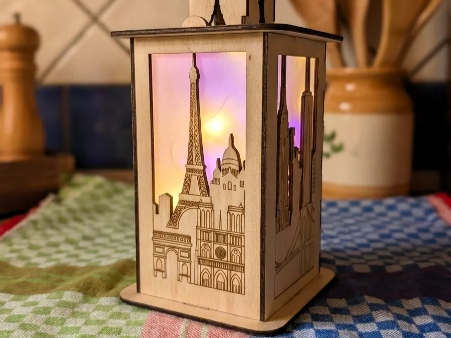 Decorative skyline silhouette lantern
