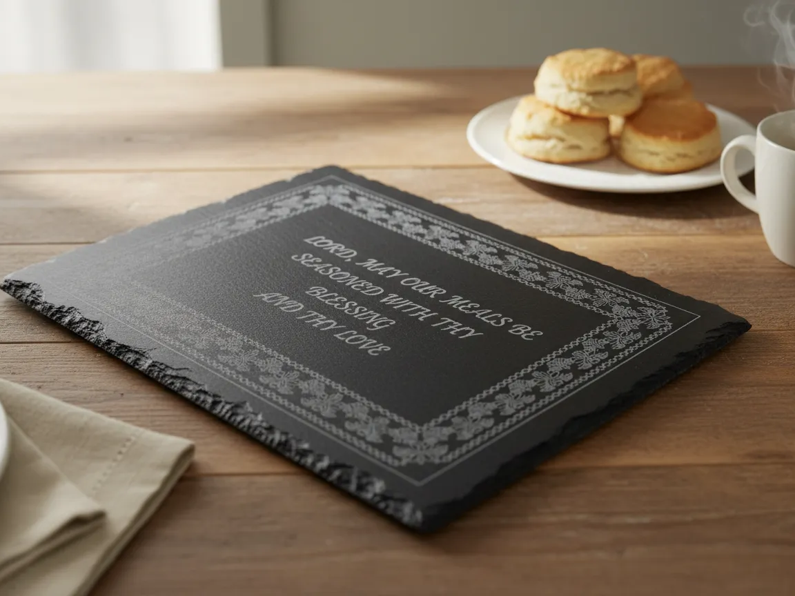 Slate Placemat in Embroidery Style dining table decor and centerpiece idea