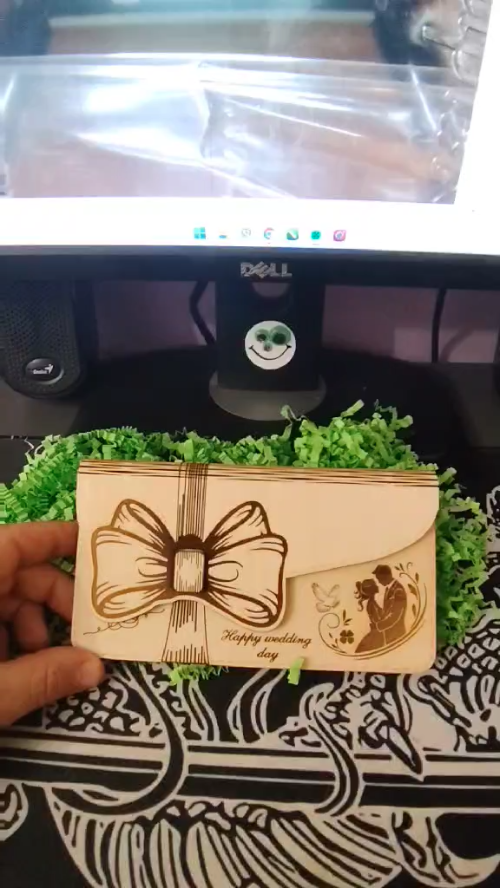 [Laser cut and engrave] Money Envelope Holder for Wedding Laser Cut Gift from Plywood