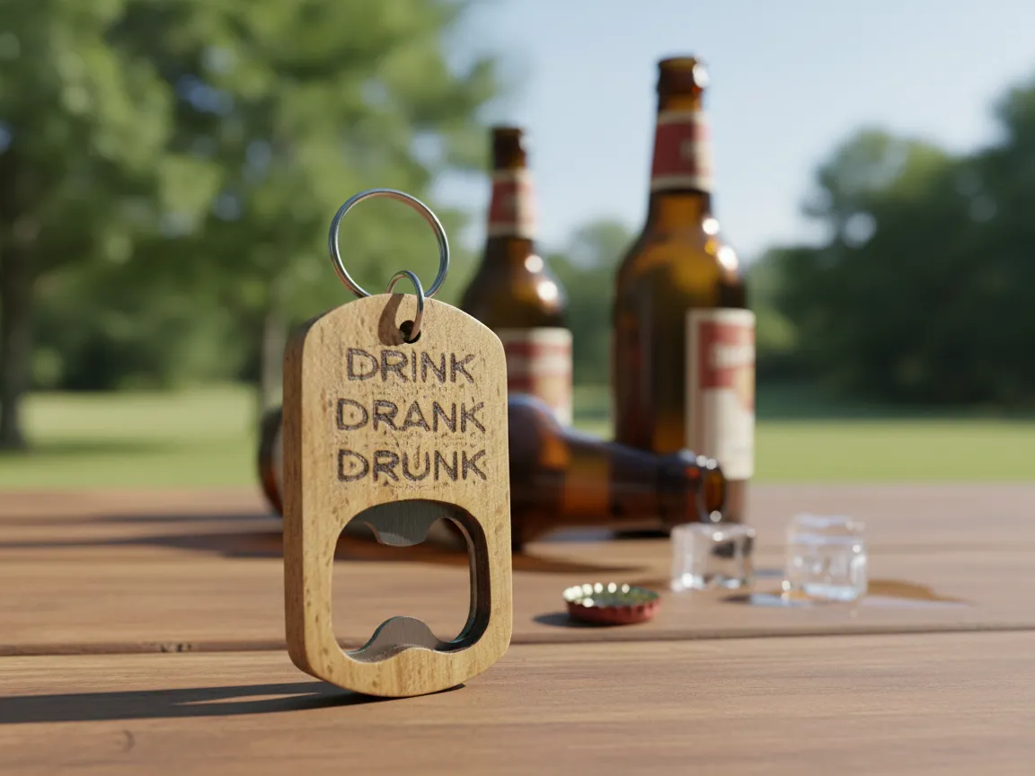 Drink Drank Drunk Wooden Opener Keychain laser cut keychain idea for men