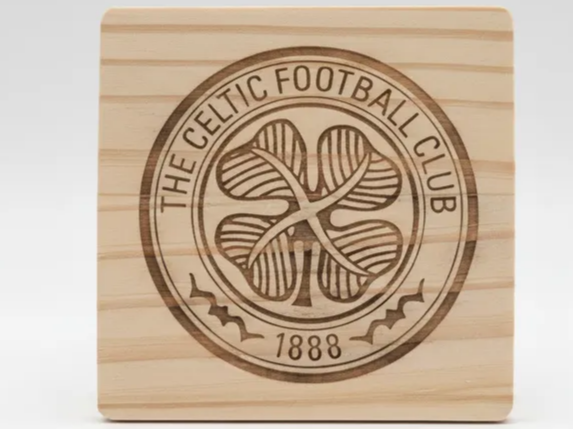 Laser Engraved Wooden Coaster The Celtic Football Club 1888 sports logo design