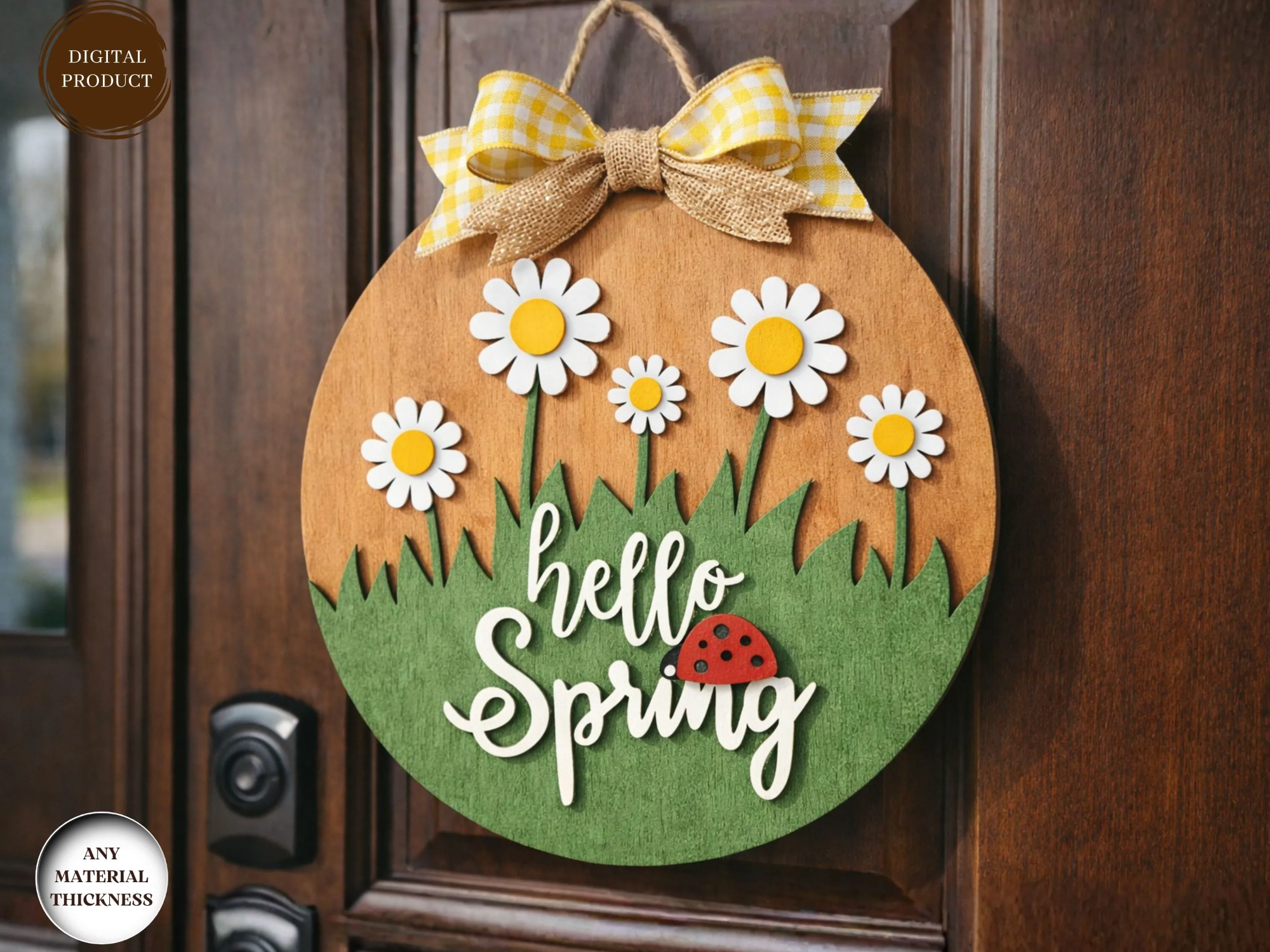 Spring Cartel Daisy Flower Door Sign Laser Cut | Ready to Use Files - Atomm