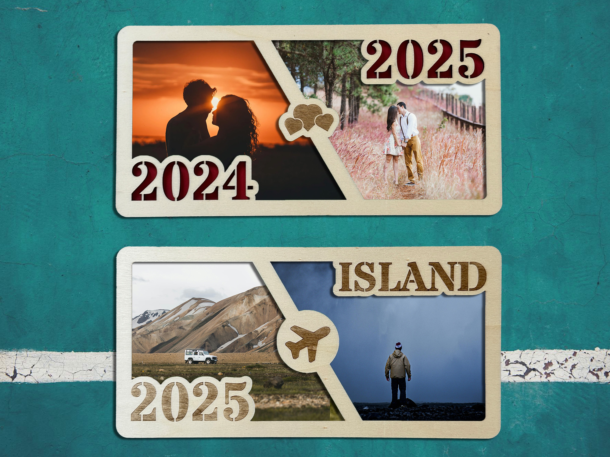 Personalized Photo Frame with Two Pictures and Own Text photo frame design