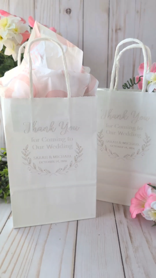 [Laser cut and engrave] Wedding Thank You Favor Bags with Personalized Names