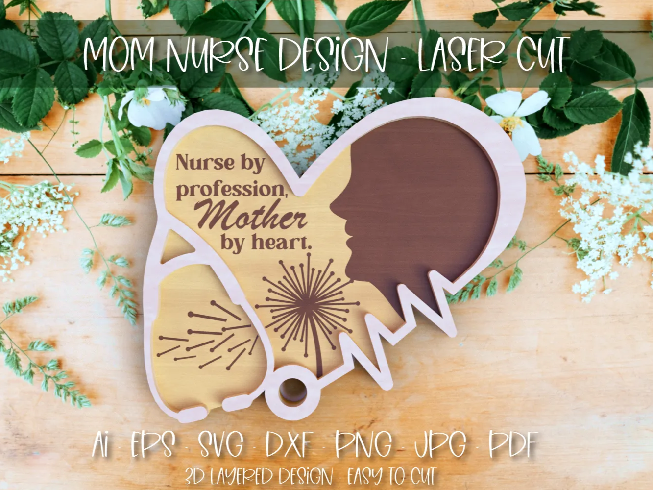 Nurse mom laser cut decoration sign wooden nurse gift