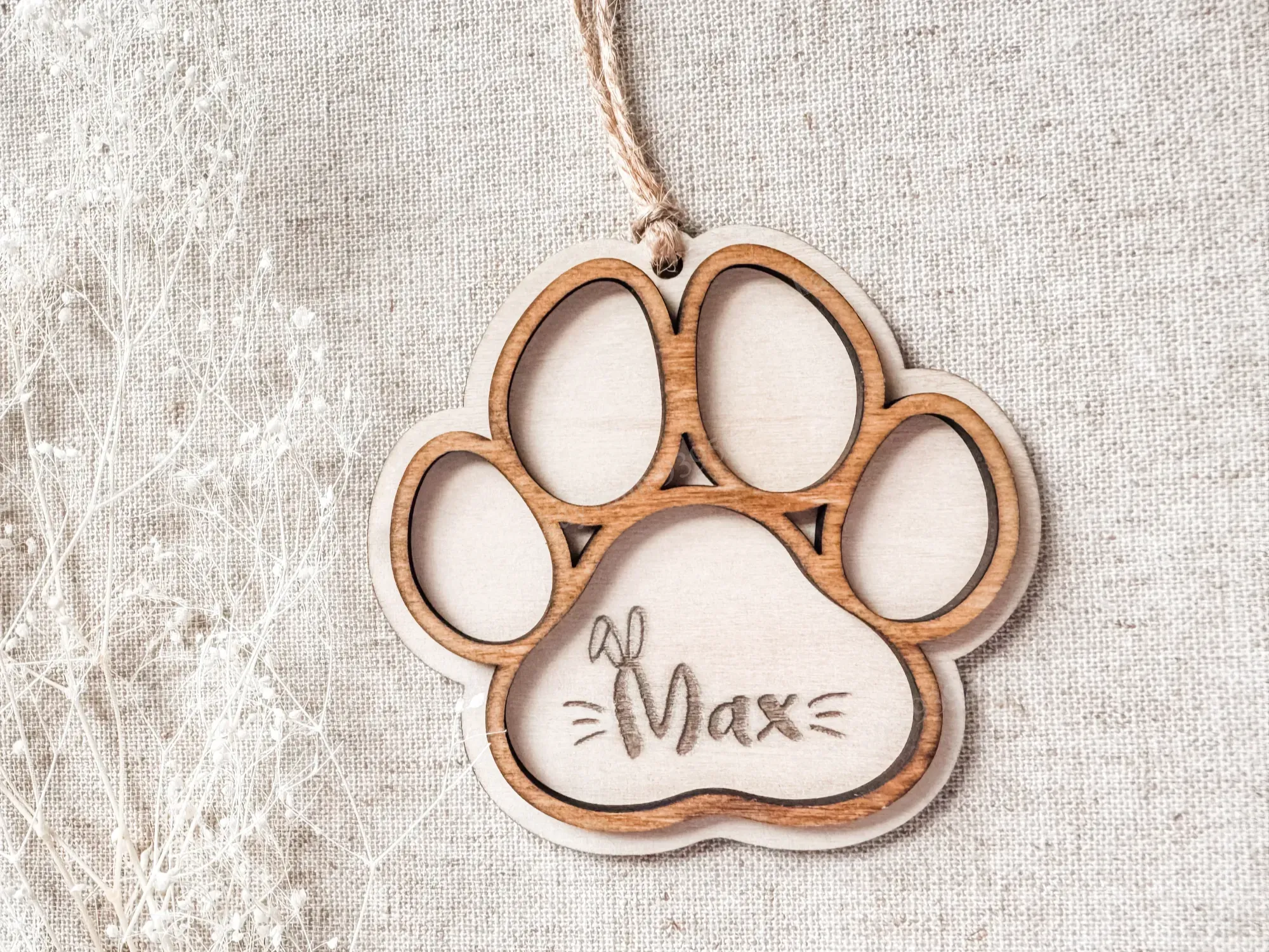 Personalized Wooden Paw Dog Tag, Easter Basket easter gift design