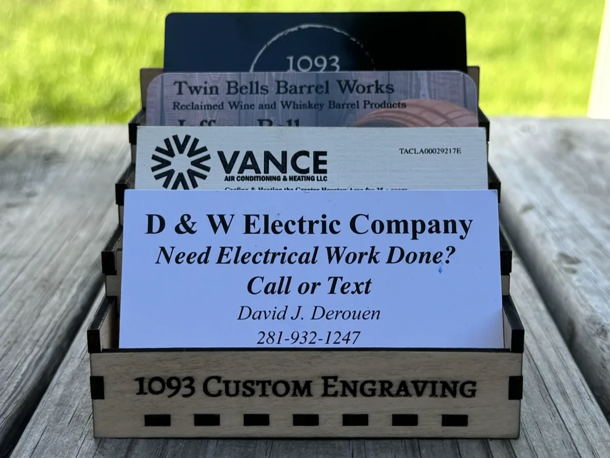 Business Card Holders 1, 2, and 4 Tier laser cut business card holder idea