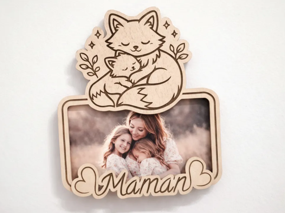 Personalized Mother's Day Photo Magnet Frame: Fox Design mother's day gift design