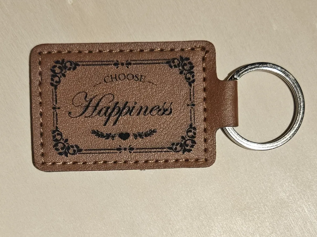 Choose Happiness Leatherette Keychain custom leather keychain idea