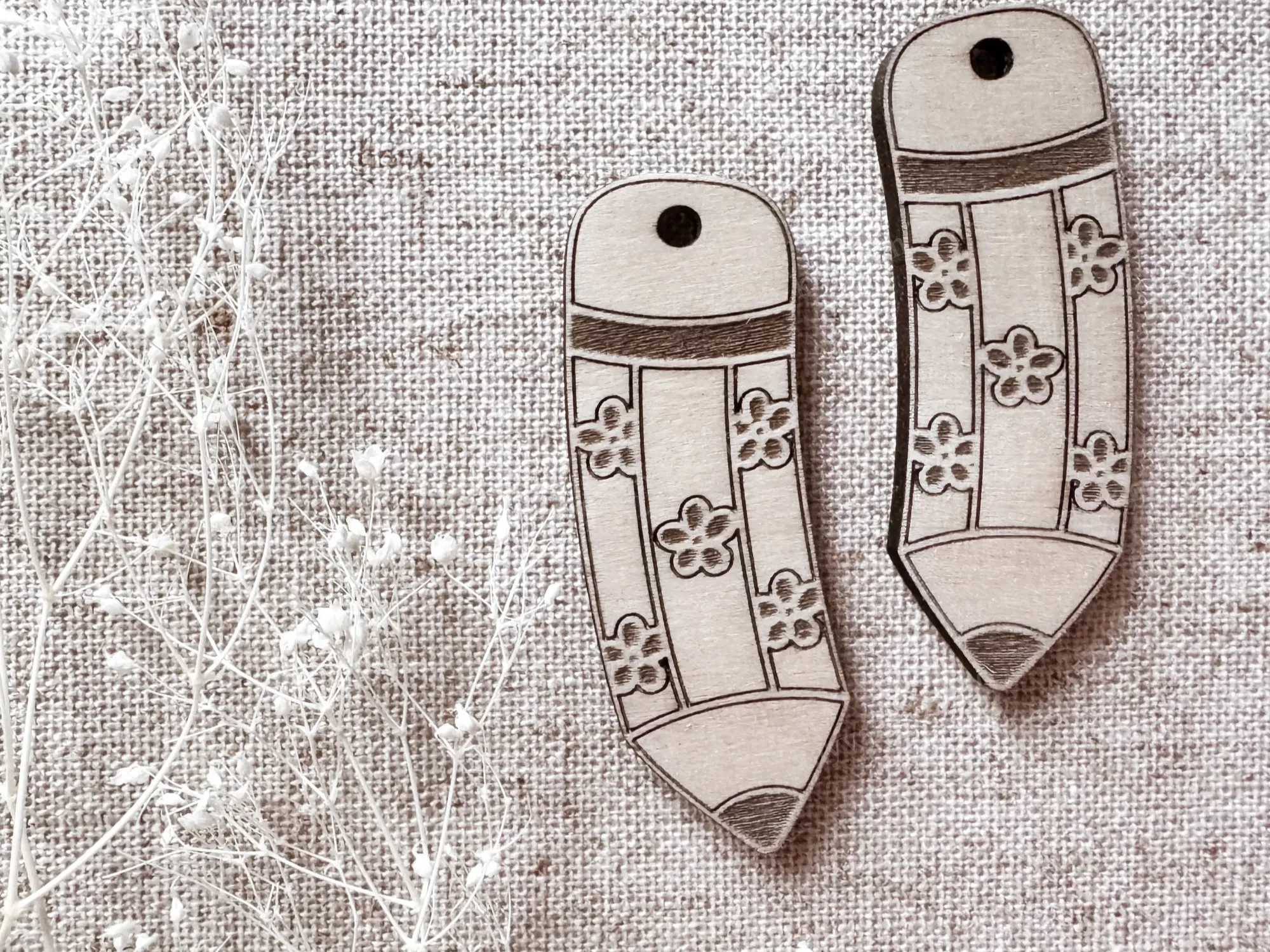 Floral Pencil Earrings and Keychains for Teachers teacher gift design
