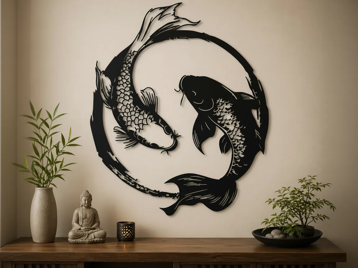 Yin Yang Koi Fish Wall Art metal wall art design