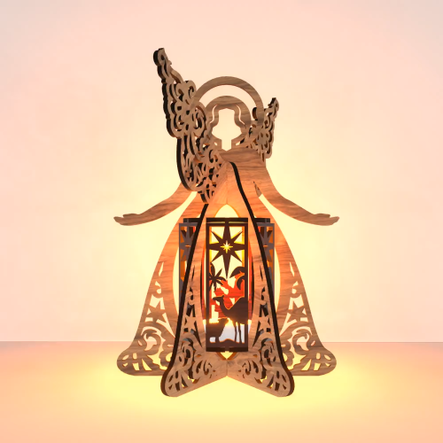 [Laser cut and engrave] Christmas Angel Lantern - Nativity Candle Holder Design ✨