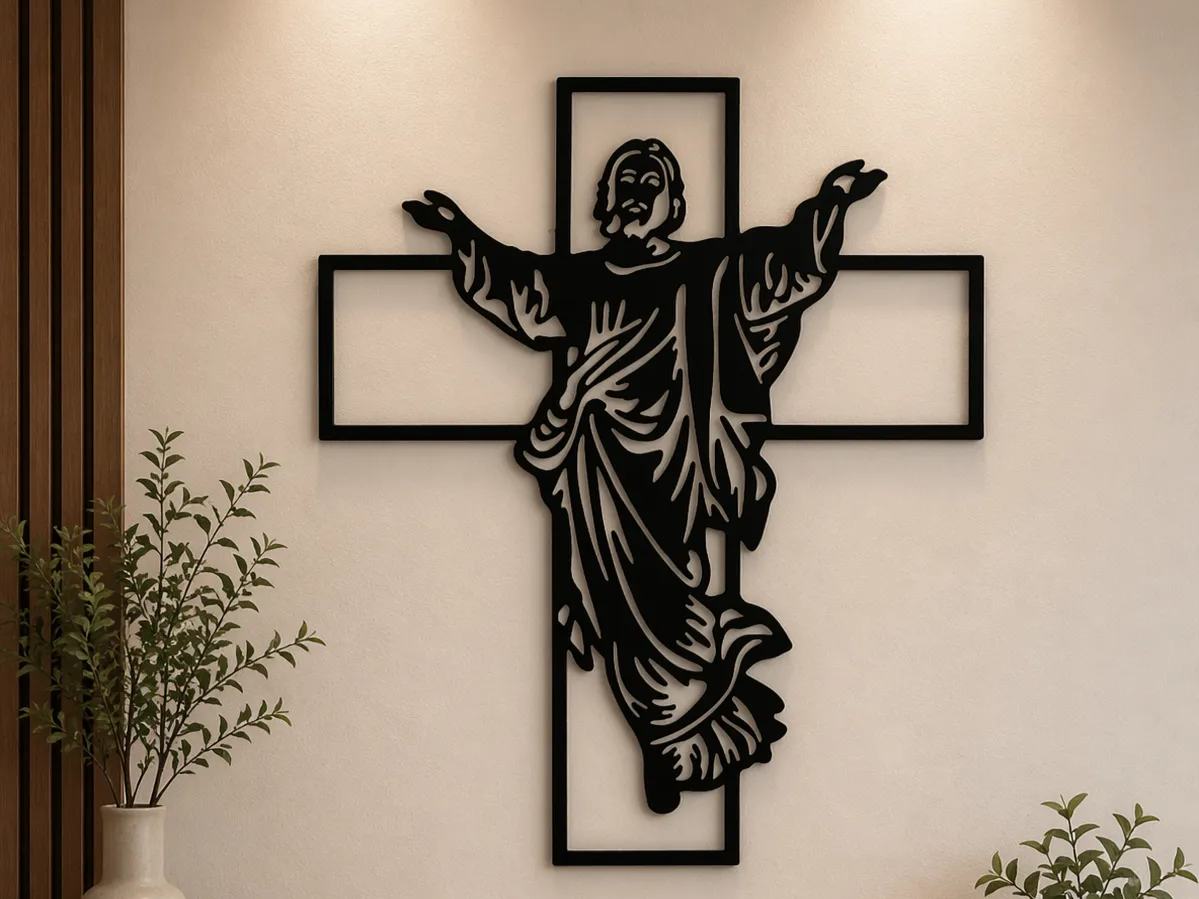Jesus Cross Wall Art SVG – Christian Decor, Laser Cut Religious Art ...