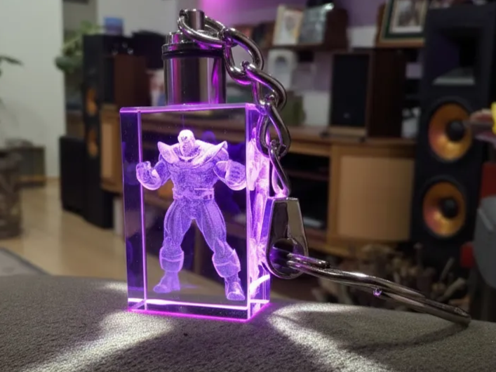 Thanos 3D crystal keychain with LED light gift idea