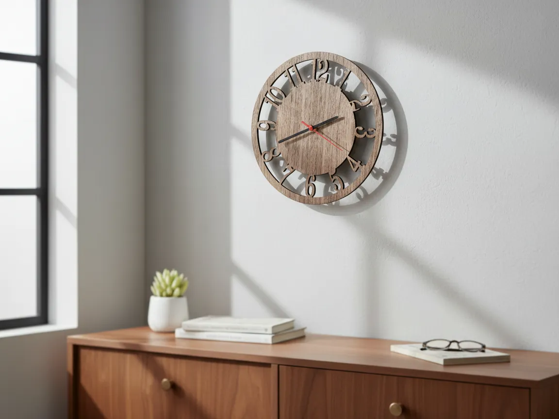 Modern wall clock with open number cutout design