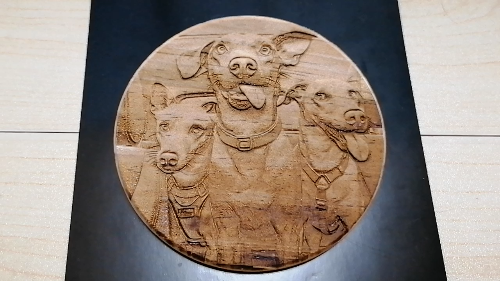[Other] Custom Laser Engraved Wooden Plaque with Three Dogs Portrait
