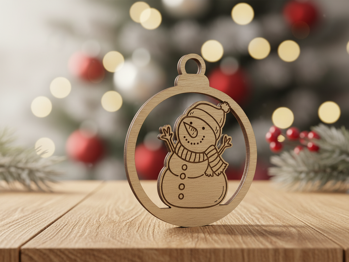 Wooden Snowman Bauble ceiling Christmas decoration idea
