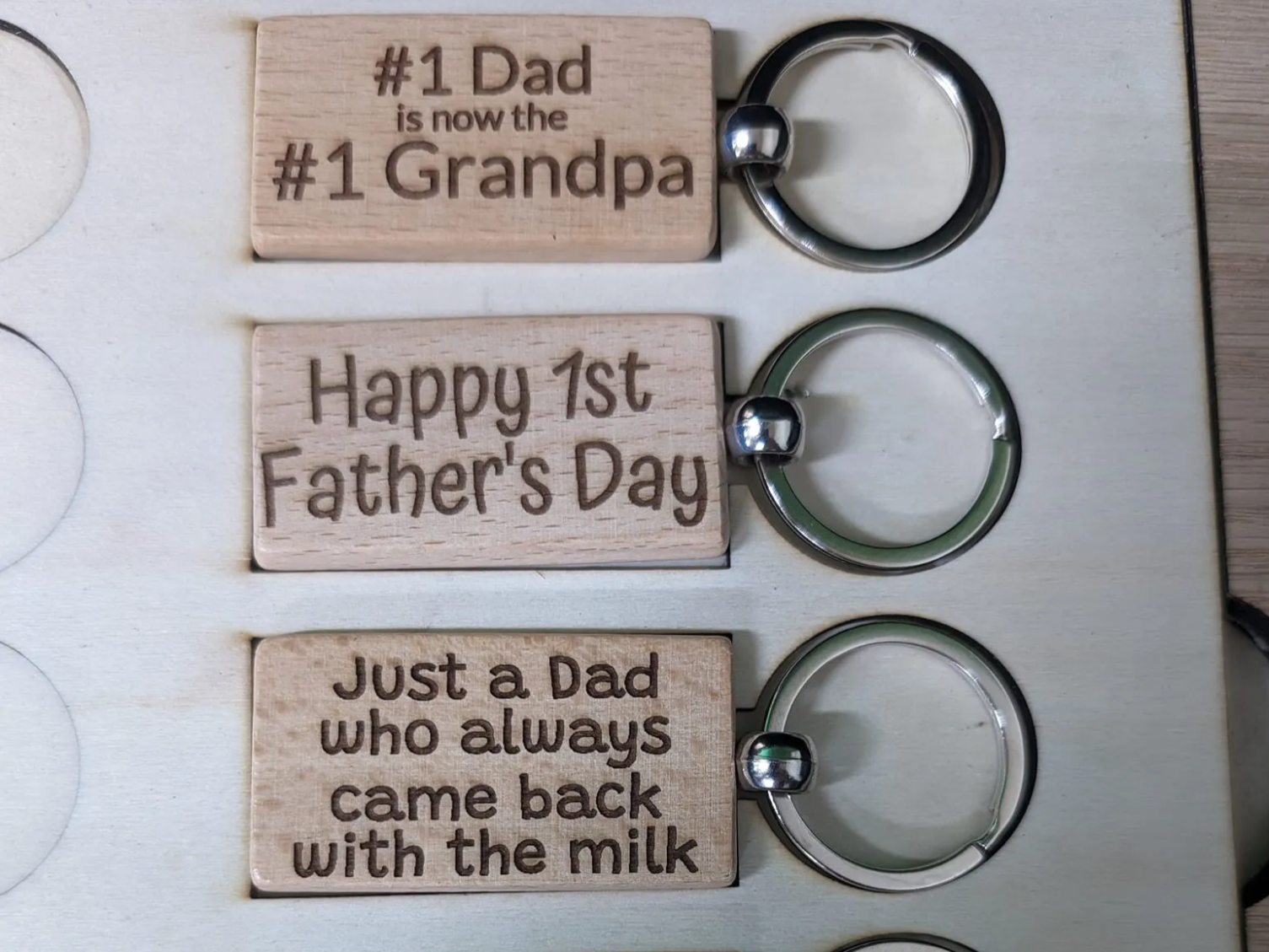 Father's Day Keychain Set wood keychain idea