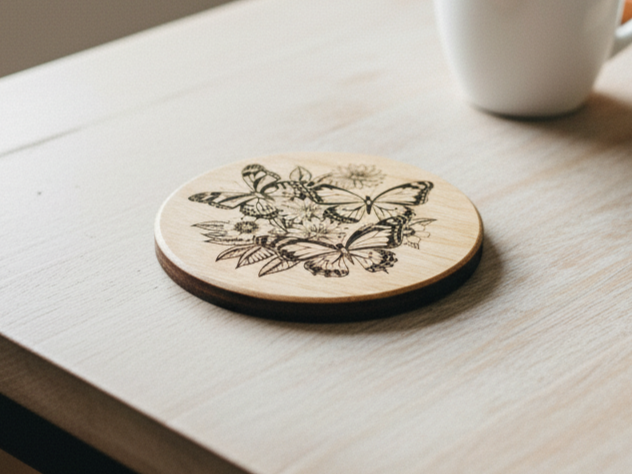 Butterfly & Floral Coaster coaster idea to sell on Etsy