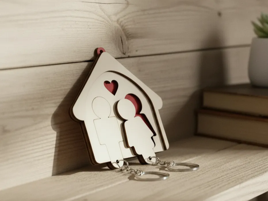 Wooden Heart Key Holder for Couples gift for wife idea