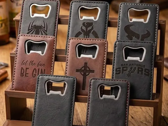 Leather Wrapped Metal Bottle Openers groomsmen gift idea