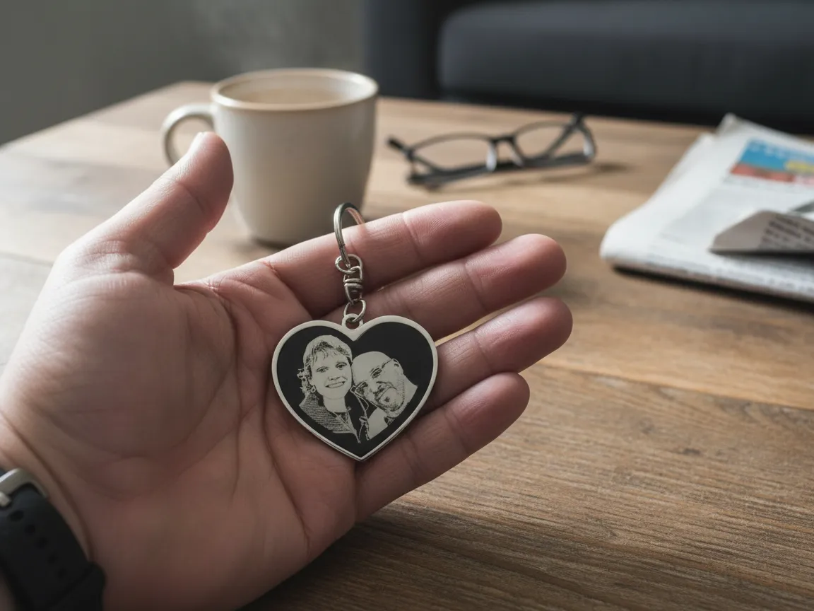 Heart-Shaped Personalized Photo Keychain personalized photo gift design