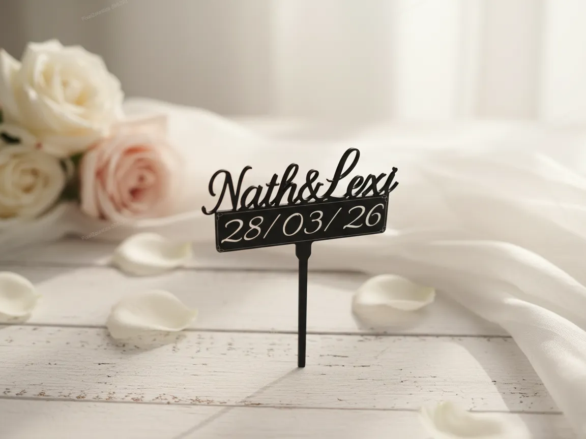 Personalized Laser Cut Wedding Cake Topper with Date | Free Files - Atomm