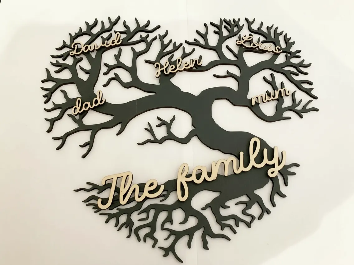 Laser Cut Wooden Family Tree Wall Art with Personalized Names christmas gift for mom design
