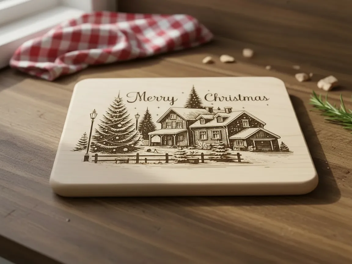 Drewniana deska do krojenia „Merry Christmas” z grawerem laserowym