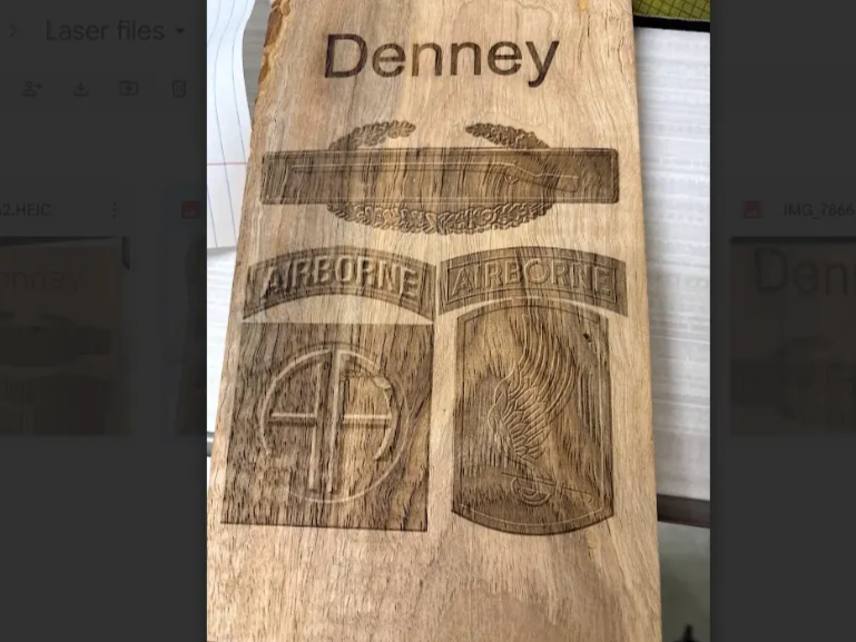 Engraved wooden plaque with Airborne Unit patches and soldier name dad birthday gift idea