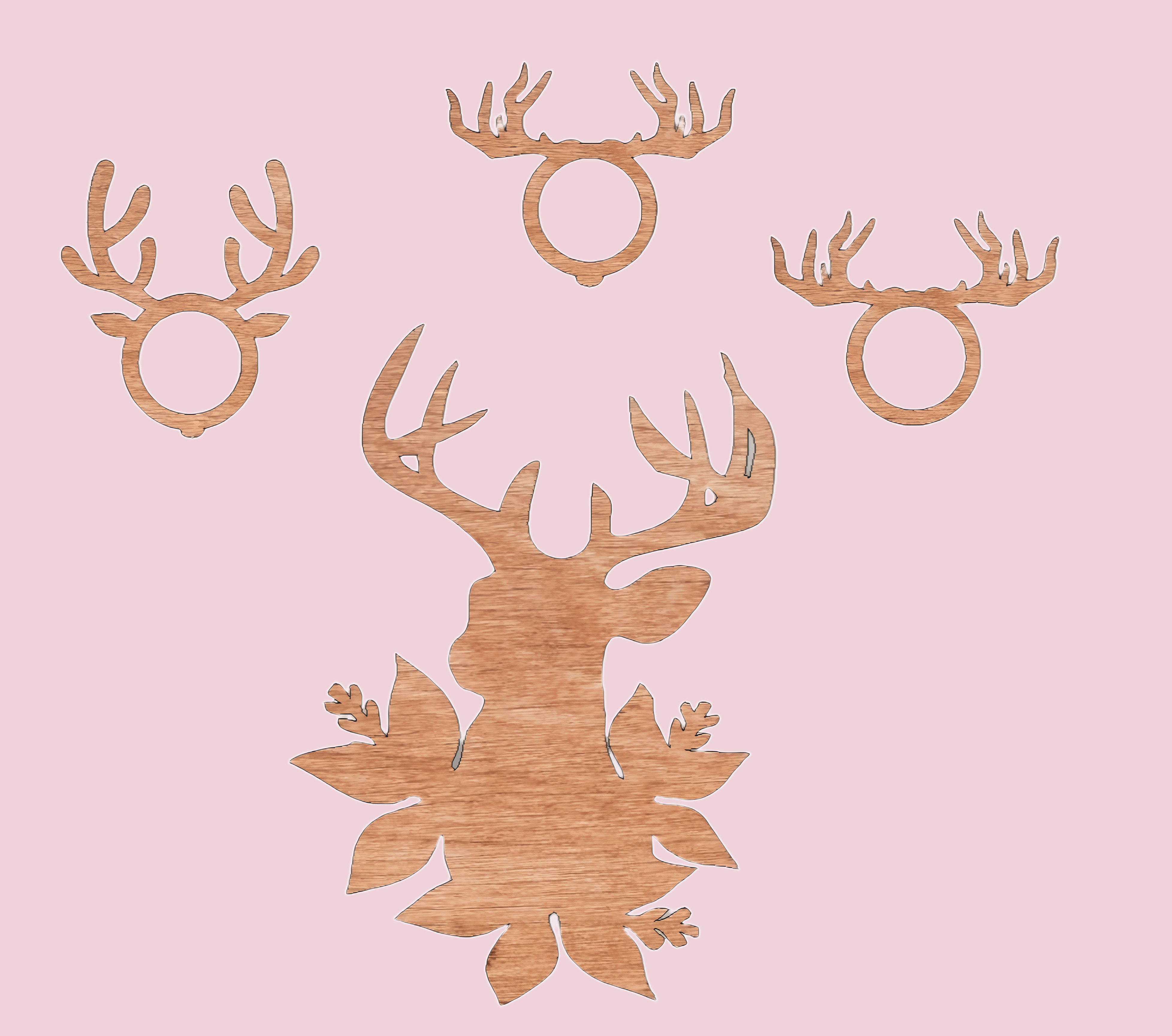 Laser Cut Wooden Reindeer Napkin Rings Free Vector