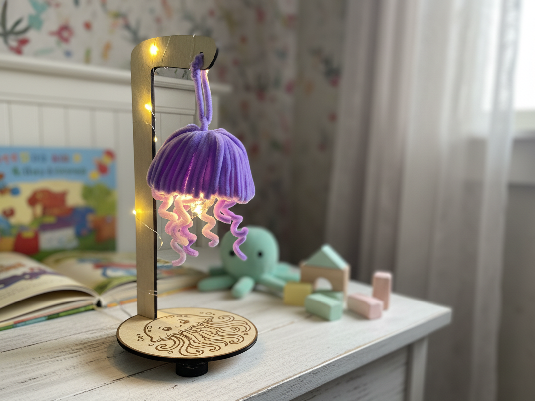 Jellyfish Night Light for Kids’ Bedroom laser-cut night lamp idea