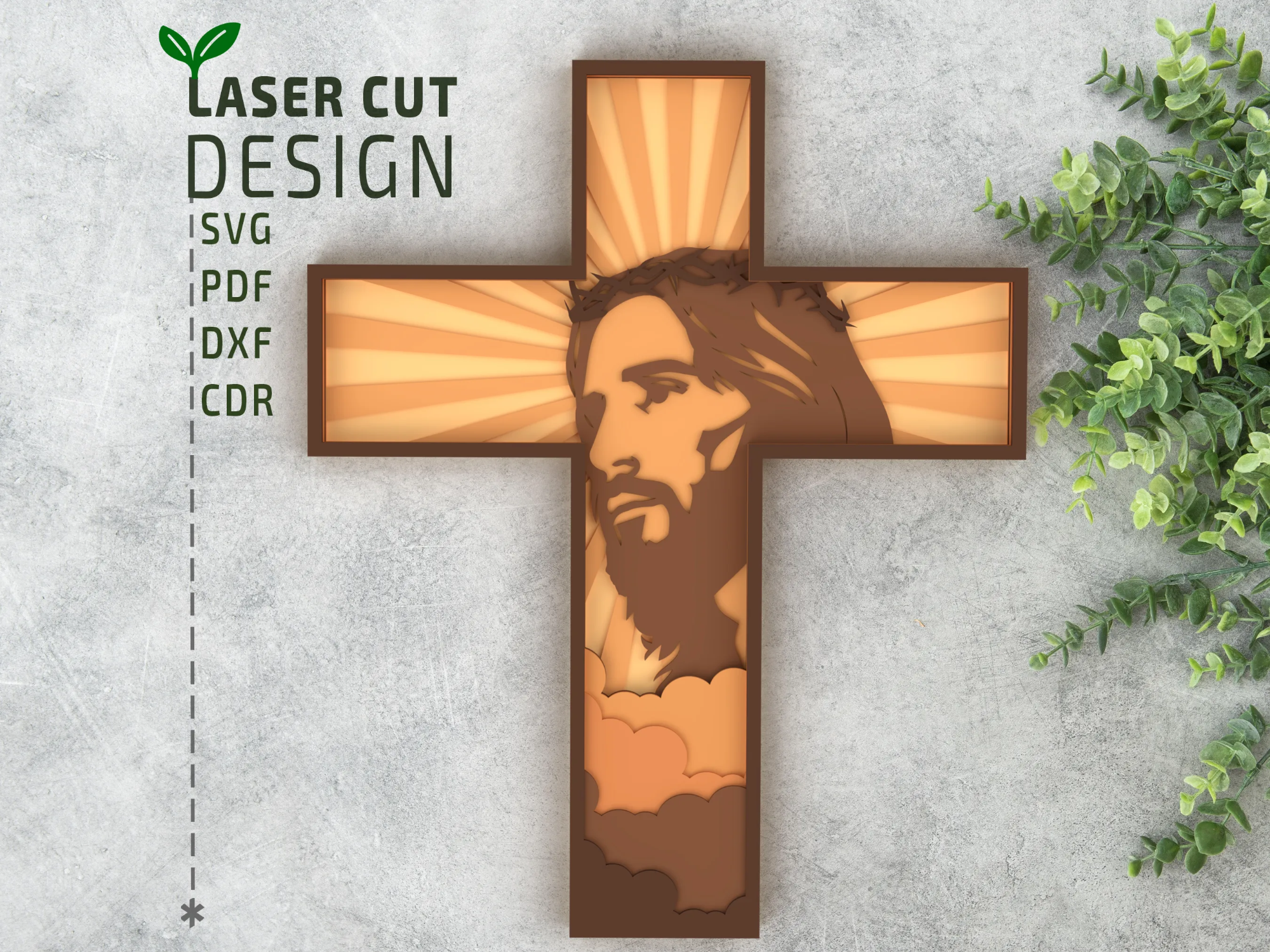Jesus Cross Laser Cut File – Layered SVG Multilayer 3D | Ready to Use ...